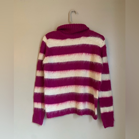 &Merci Fuzzy Striped Sweater turtleneck soft nwt mohair blend - Picture 1 of 9